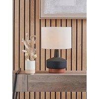 Pacific Lifestyle Elio Black And Wood Effect Textured Ceramic Table Lamp