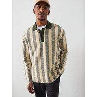 Les Deux Bowie Jacquard Long Sleeve Polo Shirt - Light Green