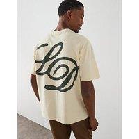 Les Deux Danton Large Back Initial Logo T-Shirt - Light Beige