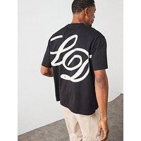 Les Deux Danton Large Back Initial Logo T-Shirt - Black