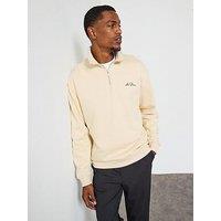 Les Deux Crew Half Zip Sweat - Light Beige