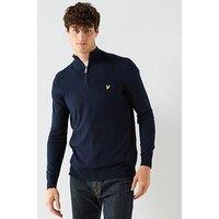Lyle & Scott Cotton Merino Quarter Zip Jumper- Navy