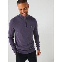 Lyle & Scott Cotton Merino Quarter Zip Jumper - Dark Blue