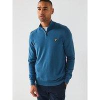 Lyle & Scott Cotton Merino Quarter Zip Jumper - Blue