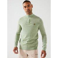 Lyle & Scott Lambswool Blend Quarter Zip Jumper- Green