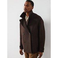 Les Deux Mckee Solid Wool Peacoat - Brown