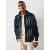 Les Deux Lennon Wool Pinstripe Overshirt - Navy
