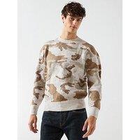 Lyle & Scott Brushed Camouflage Crew Neck Jumper - Brown