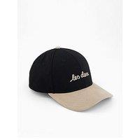 Les Deux Brad Contrast Suede Snapback Baseball Cap - Black