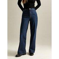 New Look Adalae High Waisted Wide Leg Jeans - Dark Blue