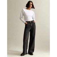 New Look Washed Black Adalae High-Waist Wide Leg Jeans