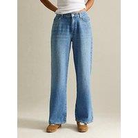 New Look Elasticated Waist Wide Leg Jeans - Blue