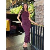 Ax Paris Bodycon Gold Hardware Detail Midi Dress - Purple