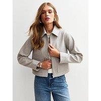New Look Light Grey Unlined Zip Front Harrington Jacket - Grey