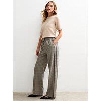 New Look Black Check Side Stripe Wide Leg Trousers