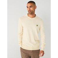Lyle & Scott Cotton Merino Football Open Collar Jumper - Cream