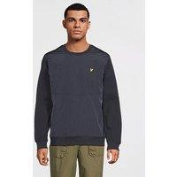 Lyle & Scott Half Raglan Hybrid Sweatshirt- Navy