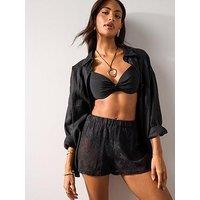 The Very Collection Palm Tree Beach Shorts - Black