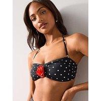 The Very Collection Polka Dot Floral Bikini Top - Black