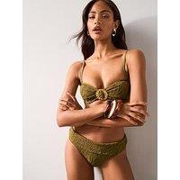 The Very Collection Textured Trim Bandeau Bikini Top - Green