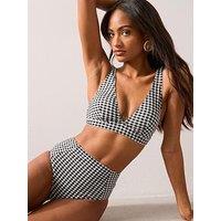 The Very Collection Gingham Bikini Top - Black