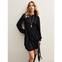 New Look Smocked Tiered Mini Dress - Black