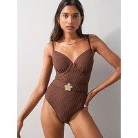 The Very Collection Shape Enhancing Floral Belted Swimsuit