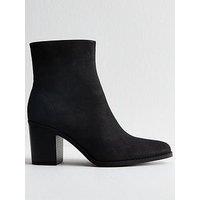 New Look Faux Suede Almond Toe Ankle Boots - Black