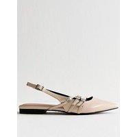 New Look Off Faux Leather Strappy Slingback Pumps - Beige