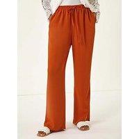 Roman Elastic Waist Wide Leg Pocket Trouser - Orange