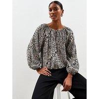 New Look Paisley Print Tie Neck Blouse - Black