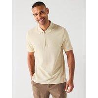 Lyle & Scott Ottoman Half Zip Polo Shirt- Cream