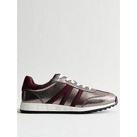 New Look Grey Faux Leather Lace Up Trainers