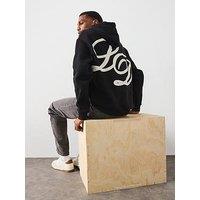 Les Deux Danton Large Back Initial Overhead Hoodie - Black