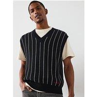 Les Deux Gaston Jacquard Pinstripe Knitted Jumper - Black