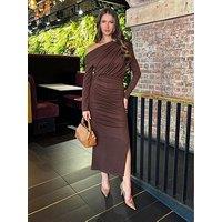 Ax Paris Draped Chocolate Midi Dress - Brown