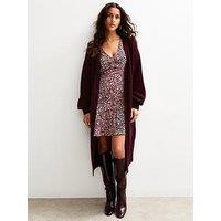 New Look Relaxed Longline Cardigan - Burgundy