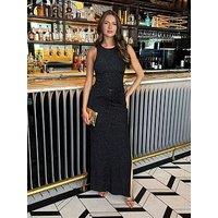 Ax Paris Sparkle O-Ring Detail Bodycon Midaxi Dress - Black