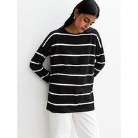 New Look Soft Touch Striped Long Sleeve Top - Black