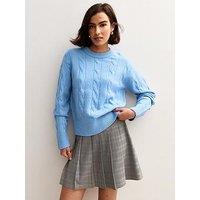New Look Cable Knit Crew Neck Jumper - Blue