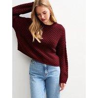 New Look Stitch Knit Jumper - Burgundy