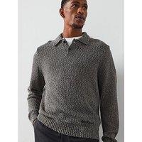 Les Deux Billy Mouline Knitted Polo Shirt - Dark Grey