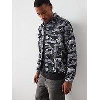 Les Deux Nash All Over Flag Jacquard Overshirt - Dark Grey