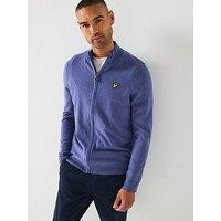 Lyle & Scott Lambswool Blend Zip Through Knitted Cardigan - Blue
