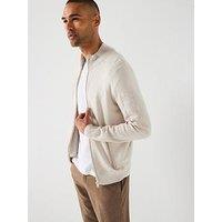 Lyle & Scott Mesh Logo Knitted Track Jacket - Cream