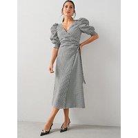 The Very Collection Wrap Midi Dress - Gingham Print