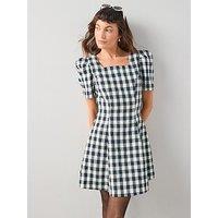 The Very Collection Gingham Puff Sleeve Mini Dress - Print