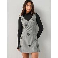 The Very Collection 3D Flower V Neck A-Line Mini Dress - Grey