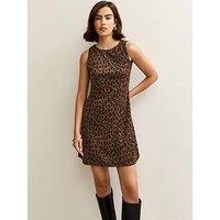 New Look Brown Animal Print Jacquard Mini Dress