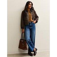 New Look Brown Cropped Waxed Barn Jacket